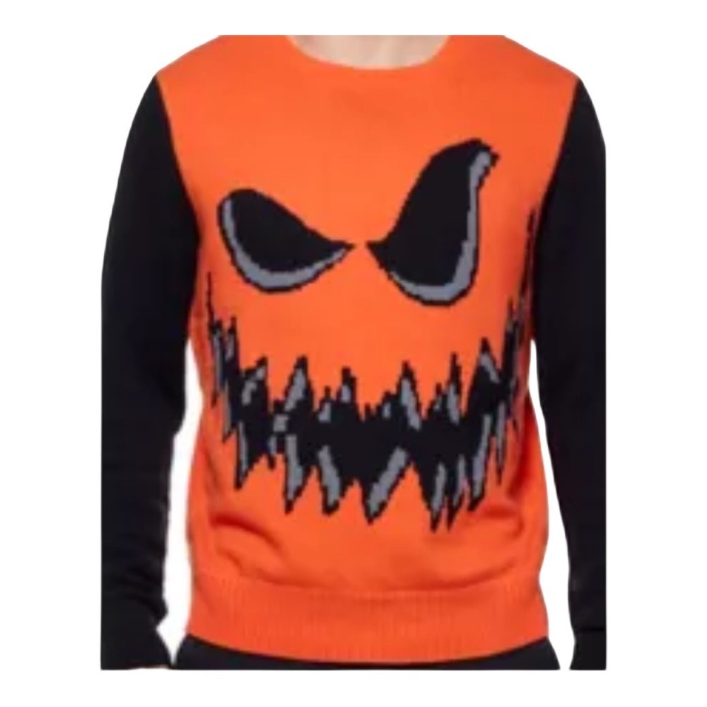 Spooky Pumpkin Face Sweater Orange‎ Black Halloween